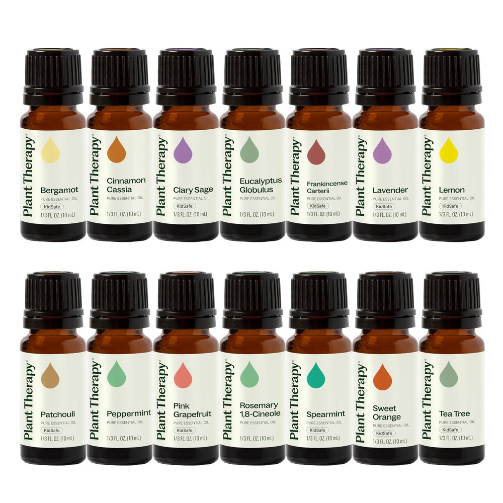 Plant Therapy Top 14 Essential Oil Set, 10 mL (1/3 oz) Bottles of Lavender, Eucalyptus, Peppermint, Orange Sweet, Lemon & More, 100% Pure, Undiluted, for Topical Use & Essential Oil Diffusers