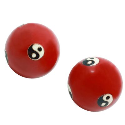 1.85'' Chinese Yin Yang Baoding Balls Healthy Massage Handballs Exercise Stress Balls with Chimes Collection BS144 (L, red)