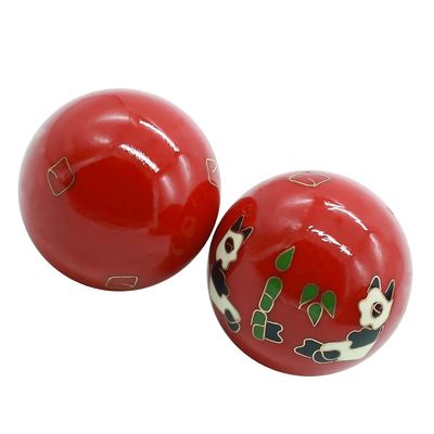 1.85'' Chinese Baoding Balls Healthy Massage Handballs Exercise Stress Balls with Chimes Collection Panda Design BS157 (L, red)