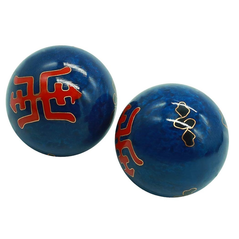 1.85''Baoding Health Balls Chinese Exercise Stress Balls Craft Collection(Ancient Chinese Characters) BS162(L, Blue)