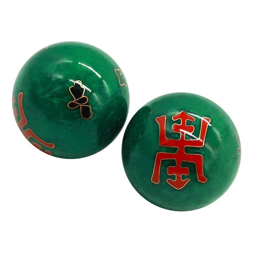 1.85''Baoding Health Balls Chinese Exercise Stress Balls Craft Collection(Ancient Chinese Characters) BS164(L, Green)