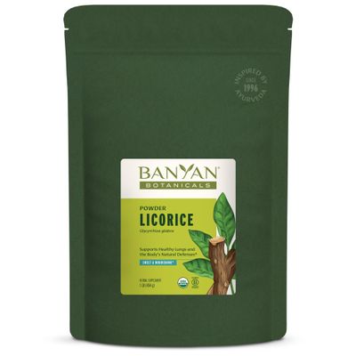 Banyan Botanicals Licorice Powder Organic Licorice Root Powder (Glycyrrhiza Glabra) for Supporting Healthy Digestion and Respiratory System Function* 1 lb. Non-GMO Sustainably Sourced Vegan