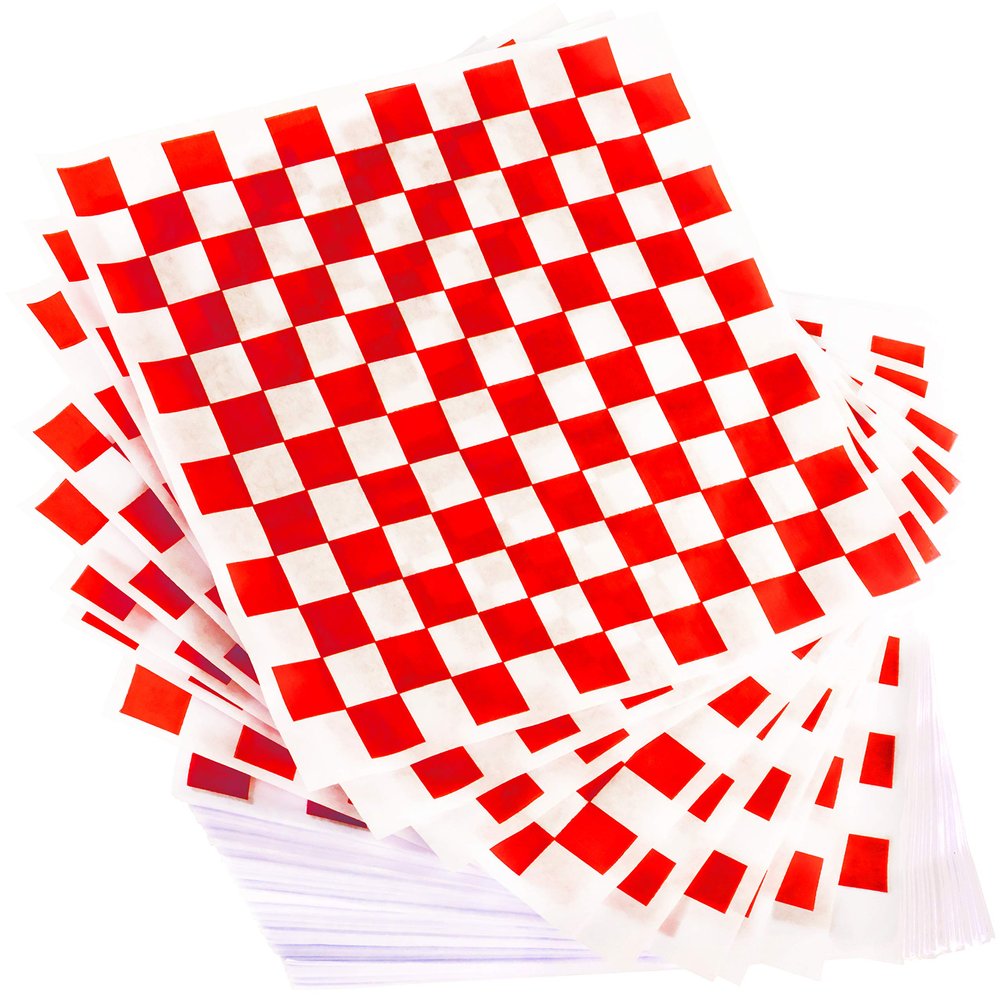 Avant Grub Deli Paper 300 Sheets. Turn Your Backyard Cookout Party into a Classic Drive-In with Red & White Checkered Food Wrapping Papers. Grease-Resistant 12x12 Sandwich Wrap Prevents Food Stains!