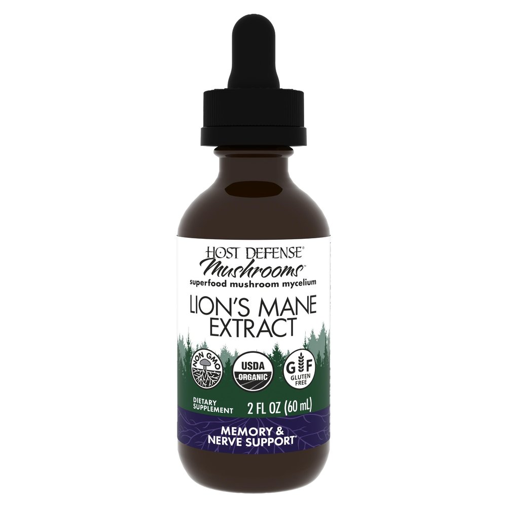Host Defense Mushrooms Lion's Mane Extract - Lion's Mane Liquid Supplement for Brain Health - Mushroom Support for Focus & Memory Function - Immune & Nervous System Support - 2 fl oz (60 Servings)*