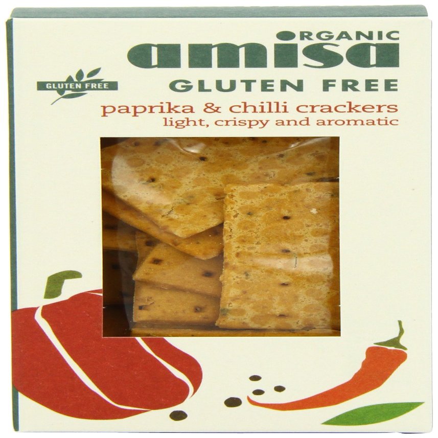 Amisa Organic Gluten Free Crackers Paprika and Chilli 100 g (Pack of 4)