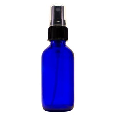 2 fl oz Cobalt Blue Glass Bottle with Black Spray Cap (Single)