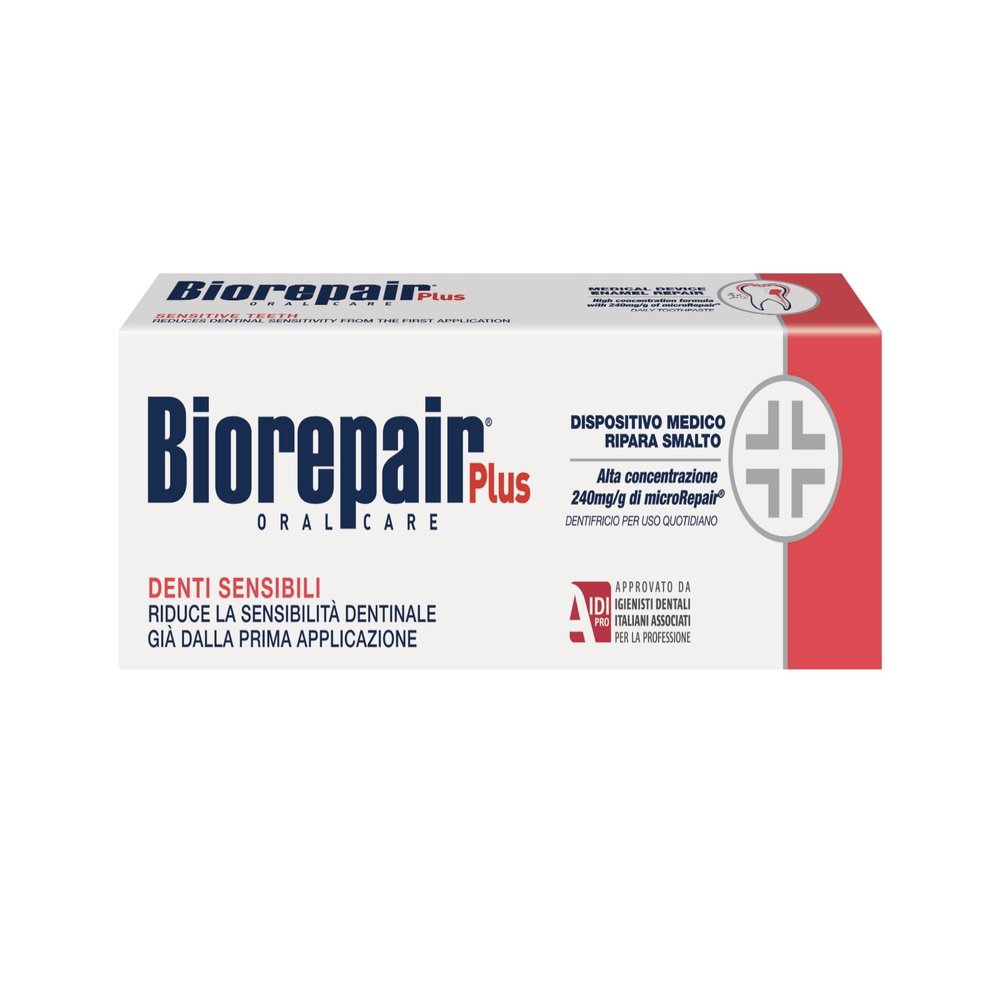 Biorepair Sensitive Teeth Daily Toothpaste - 2.54 Fluid Ounces (75ml) Tubes (Pack of 4) [ Italian Import ]