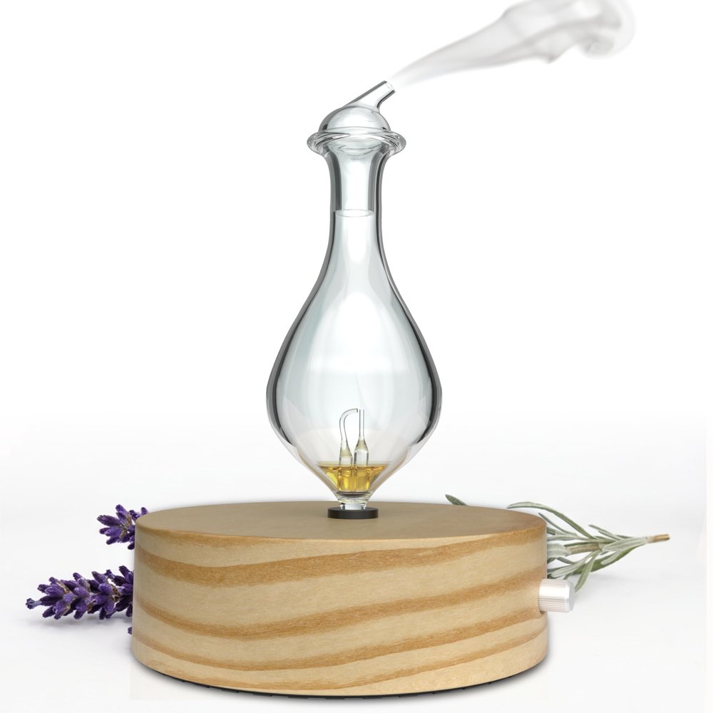 ArOmis Premium Glass Essential Oils Nebulizer - Waterless Diffuser for Aromatherapy - Handmade Oil Diffuser, Wooden Base, No Plastic, No Heat, No Battery, No LEDs - Solum Lux Merus