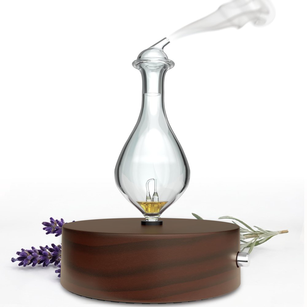 ArOmis Premium Glass Essential Oils Nebulizer - Waterless Diffuser for Aromatherapy - Handmade Oil Diffuser, Wooden Base, No Plastic, No Heat, No Battery, No LEDs - Solum Nox Merus