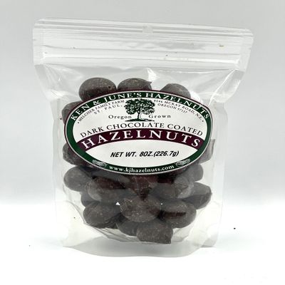 Dark Chocolate Coated Hazelnuts - 8 Oz Bag