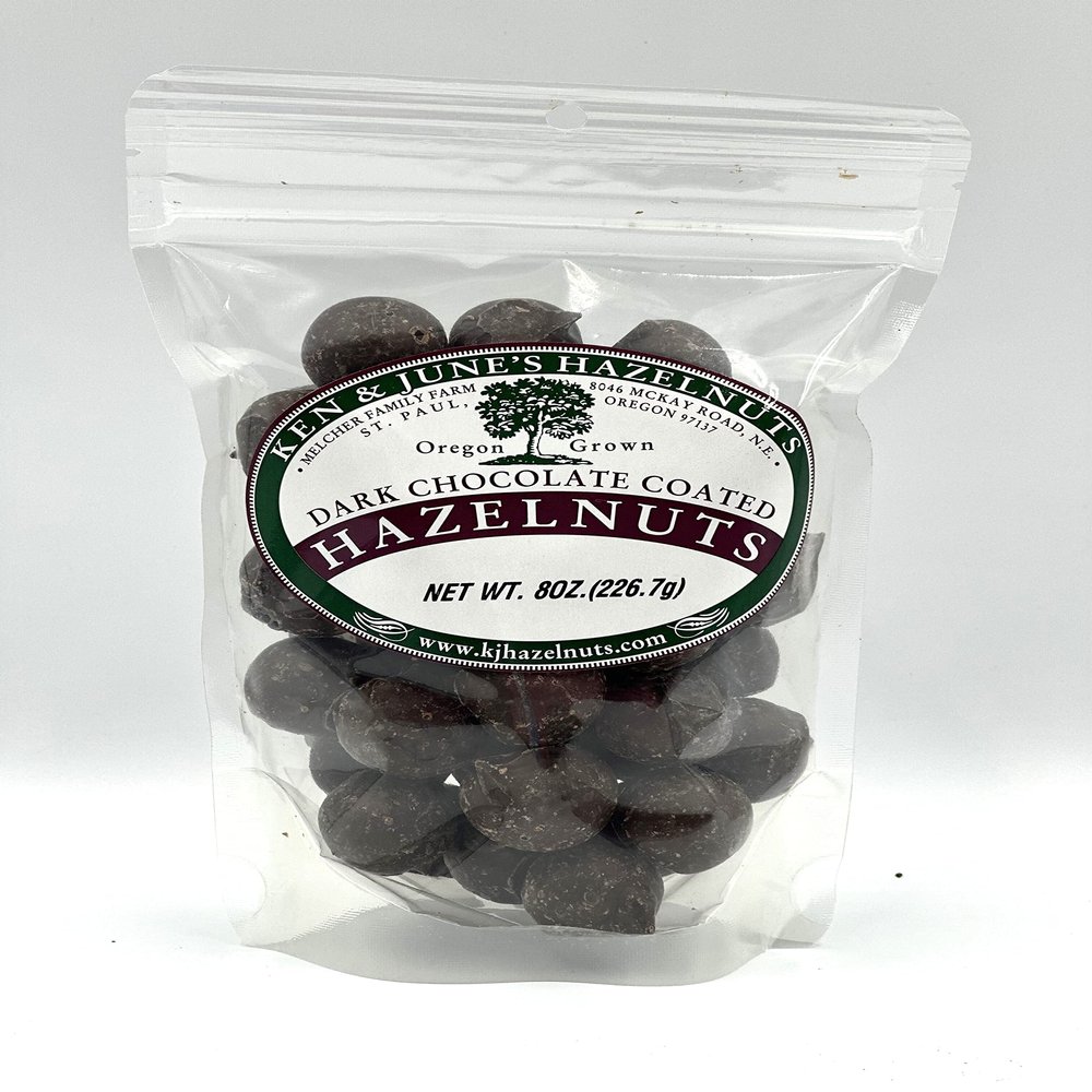 Dark Chocolate Coated Hazelnuts - 8 Oz Bag