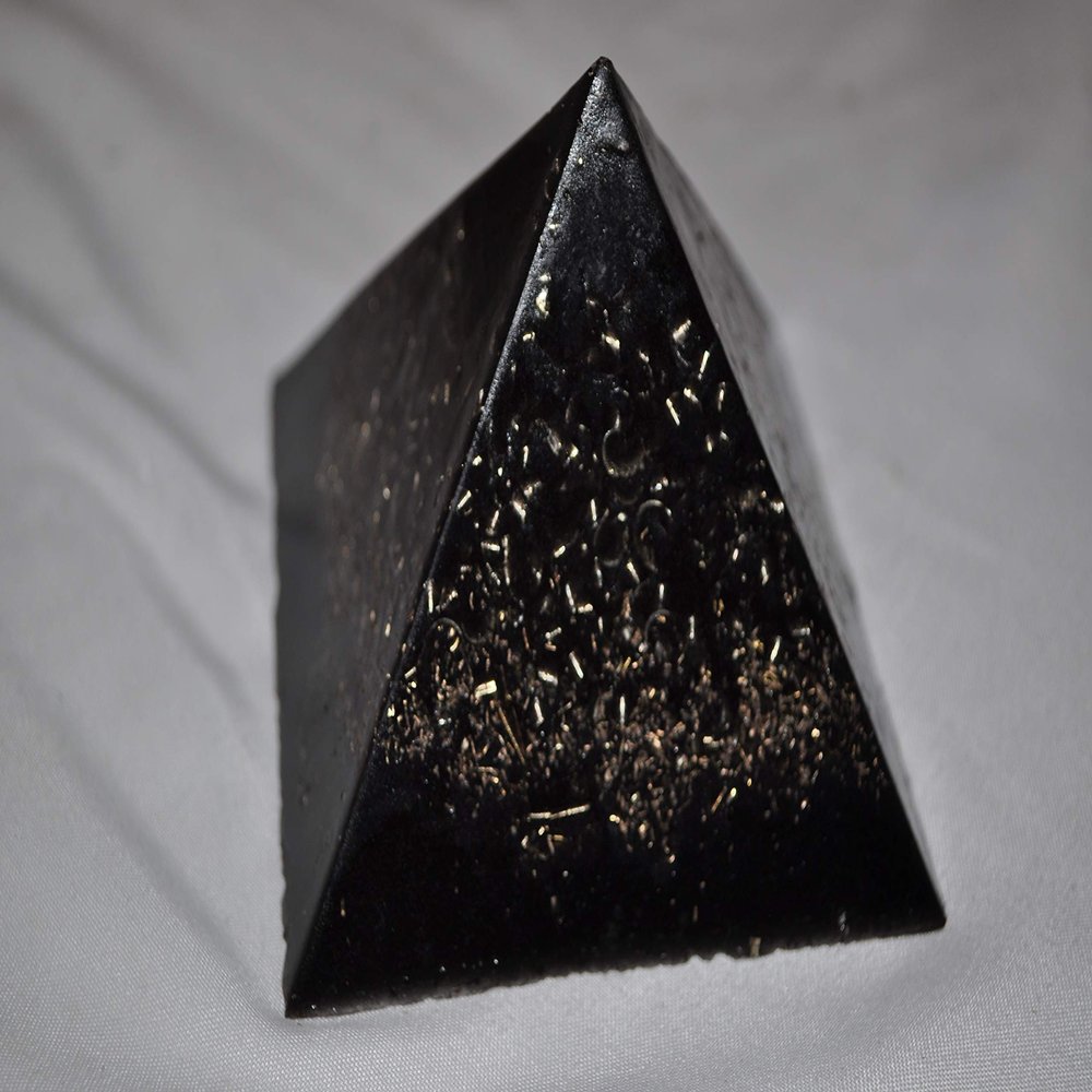 Love Inspired Custom organite emf Protection Device 2 (1 Large All Black orgone Energy Pyramid for Headache Relief emf Protection and Home Decoration)