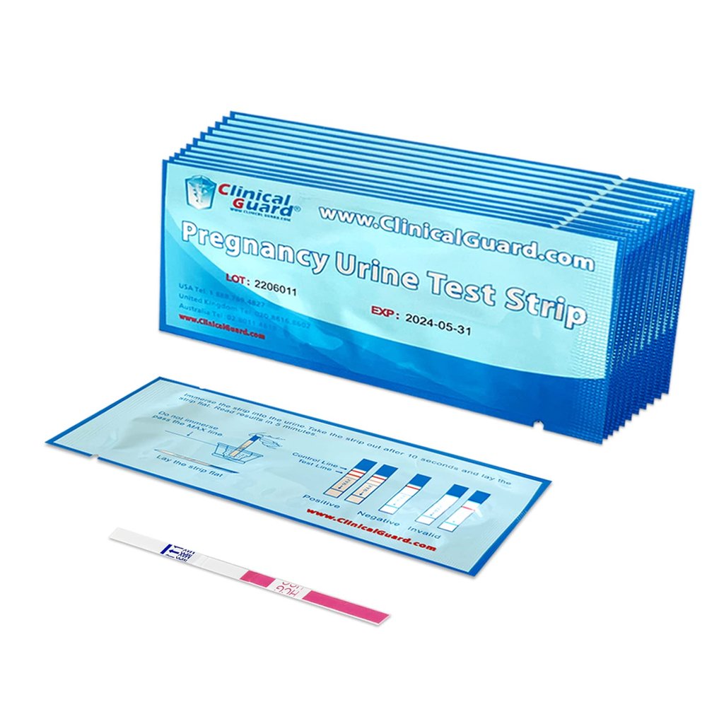 Clinical Guard 10 Pregnancy Tests Strips - Sensitive & Accurate Measurement Within 5 mins - Early Detection Pregnancy Test Strip - Easy to Use for Home Tests - HCG Test Strip Kit