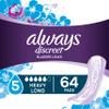 Always Discreet Incontinence & Postpartum Incontinence Pads for Women, Heavy Absorbency, Long Length, 64 Count view 1