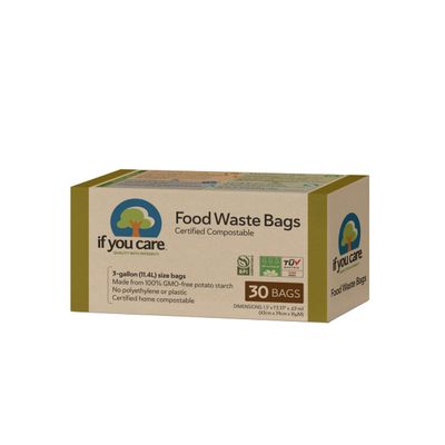 If You Care Compostable Trash Bags for Food Scraps, Kitchen Waste, Garbage  30 Count, 3 Gallon  Certified Compostable, Non Plastic, Disposable
