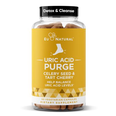 Eu Natural Purge Uric Acid Flush - Eat & Drink What You Want - Uric Acid Support for Joints & Mobility with Celery Seed, Tart Cherry & Chanca Piedra - 60 Vegetarian Capsules
