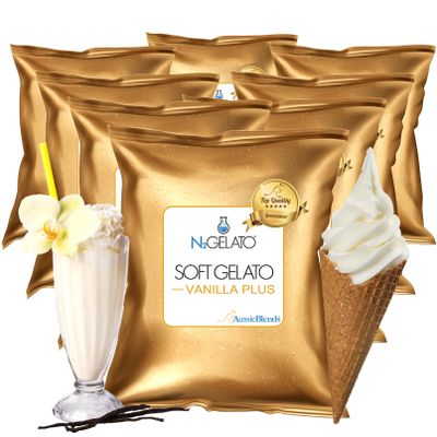AussieBlends Vanilla Plus Soft Serve Mix, ideal for Milkshakes, Sundaes, and Frozen Desserts | 8-Pack, Imported