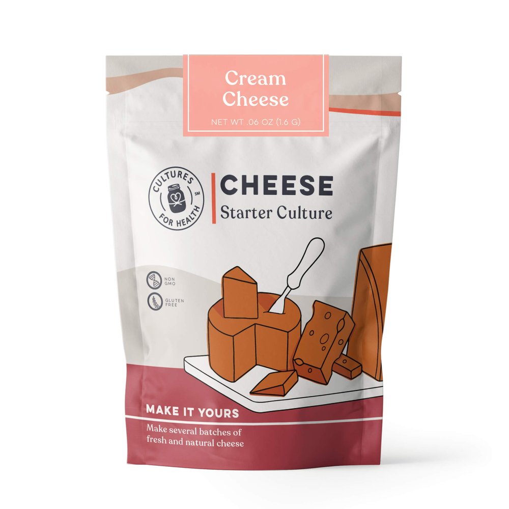 Cultures for Health Cream Cheese Starter Culture | 4 Non-GMO Direct-Set Packets & 2 Vegetable Rennet Tablets | DIY Creamy Spread for Bagels, Appetizers, Dips & Cupcake Frosting