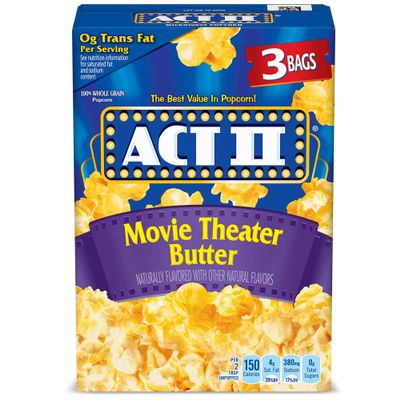 ACT II Movie Theater Butter Microwave Popcorn, 3-Count 2.75-oz. Bags