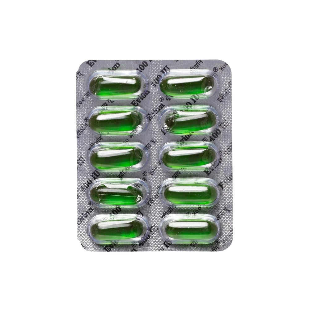 50 Evion Capsules Vitamin E For Glowing Face,Strong Hair,Acne,Nails, Glowing Skin 400mg