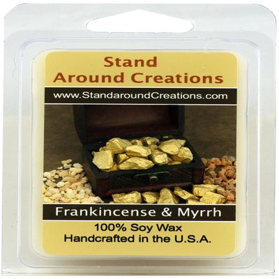 - 100% Soy Wax Melt Tart- Frankincense and Myrrh: A Blend of Bergamot, Patchouli, Sandalwood, Myrrh 3oz.