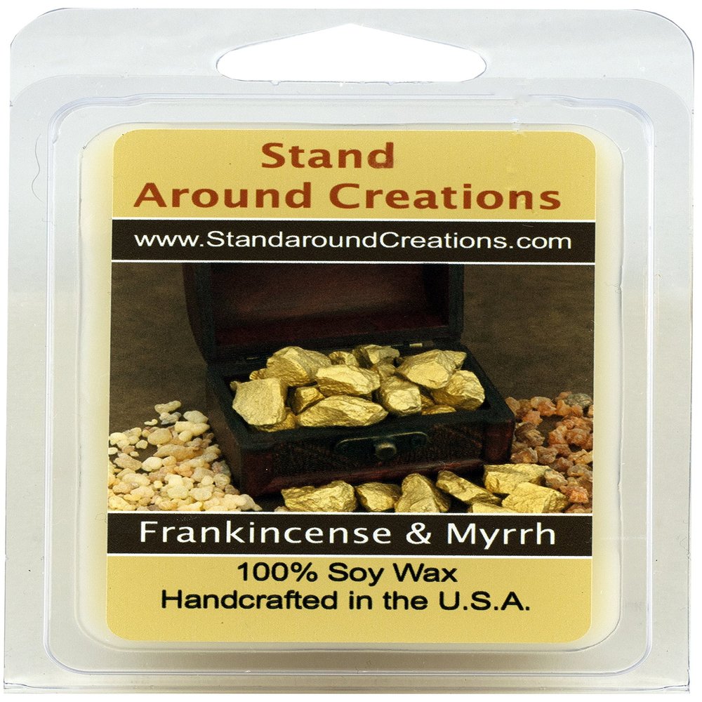 - 100% Soy Wax Melt Tart- Frankincense and Myrrh: A Blend of Bergamot, Patchouli, Sandalwood, Myrrh 3oz.