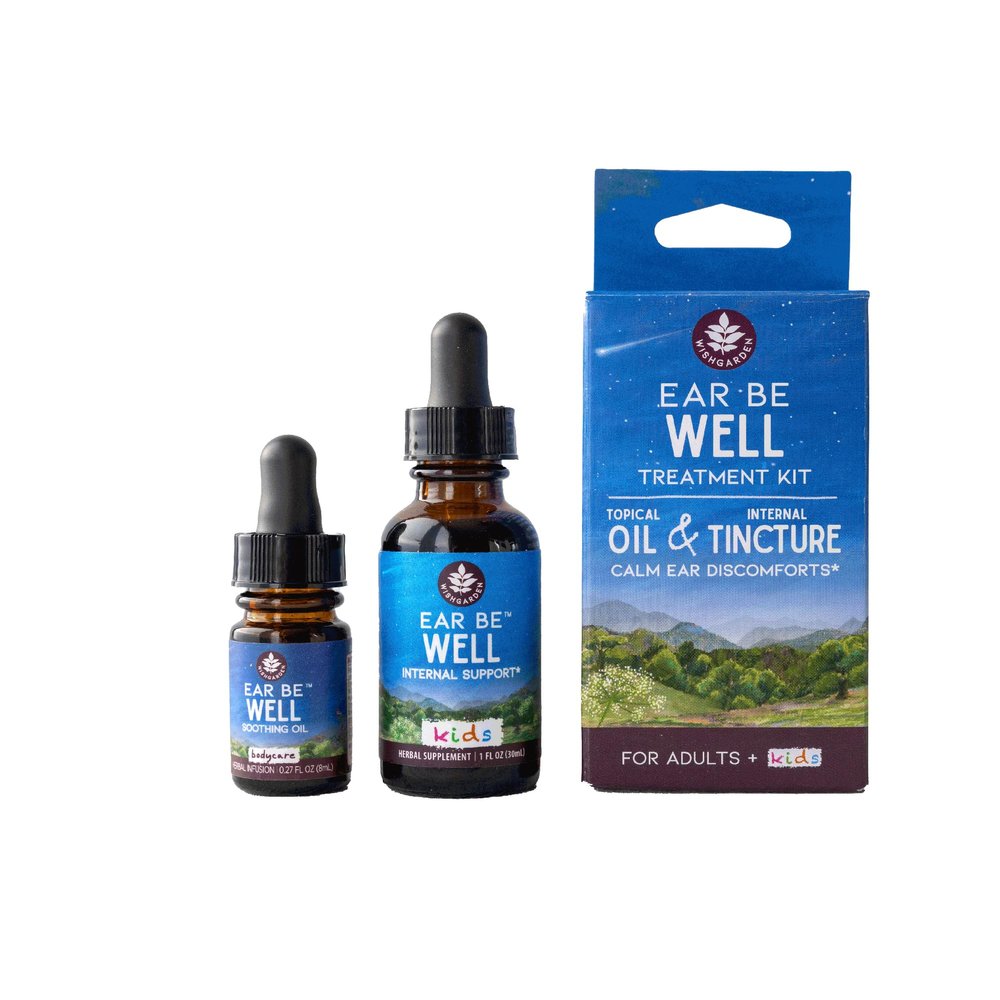 WishGarden Herbs Ear Be Well Treatment Kit - Soothing Ear Oil Drops with Mullein & Garlic + Herbal Tincture Supports Rapid Immune Response, Soothes Infants, Babies & Adults Ear Aches, 1.27oz