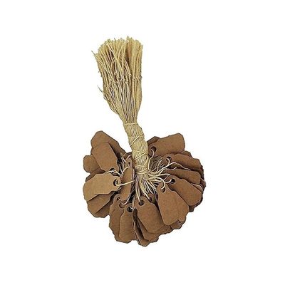 100 Pcs Elegant Jewelry String Tags, Perfect for Gifts or Business (7/8" x 3/8" (10mm x 22mm), Kraft)