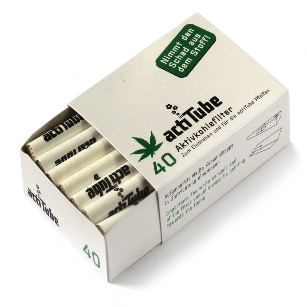 actiTube - Activated Charcoal Filters for Rolling 9mm - 1 Box = 40 Filters
