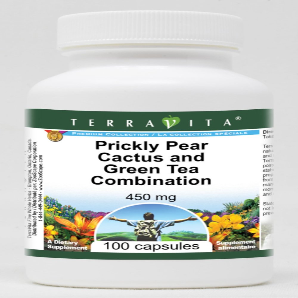 Prickly Pear Cactus and Green Tea Combination - 450 mg (100 Capsules, ZIN: 513381) - 3 Pack