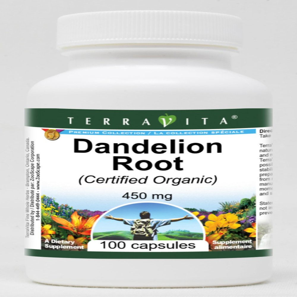 Dandelion Root (Certified Organic) - 450 mg (100 Capsules, ZIN: 517640) - 3 Pack