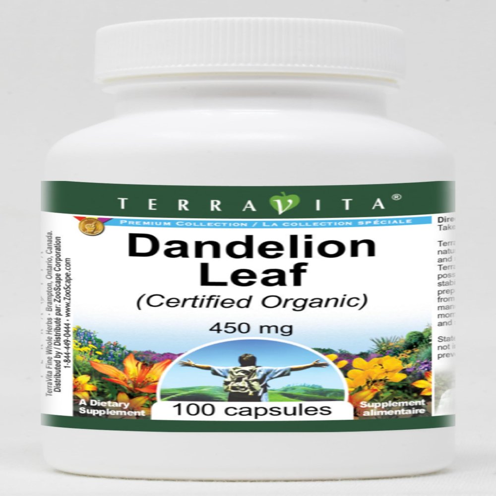 Dandelion Leaf (Certified Organic) - 450 mg (100 capsules, ZIN: 517633) - 3 Pack
