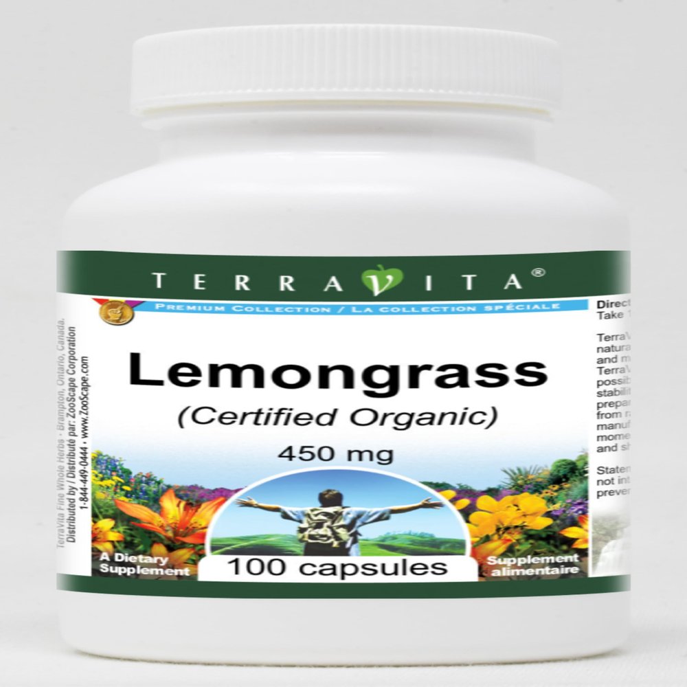 Terravita Lemongrass (Certified Organic) - 450 mg (100 Capsules, ZIN: 517730) - 3 Pack