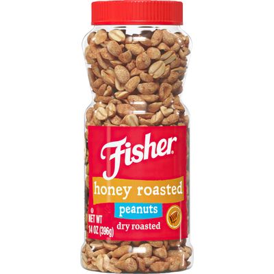 Fisher Snack Honey Roasted Dry Roasted Peanuts, 14 Ounces, Made with Real Honey, 100% Recyclable