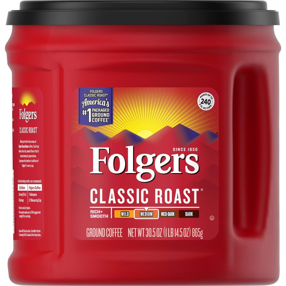 Folgers Classic Roast Medium Roast Ground Coffee, 30.5 Ounces