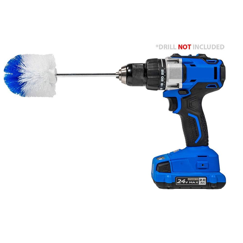 RotoScrub Long Reach Drill Brush Attachment, All Purpose for Car Tires, Toilets, Corners, Edges, Hard to Reach Areas, Heavy Duty Bristles