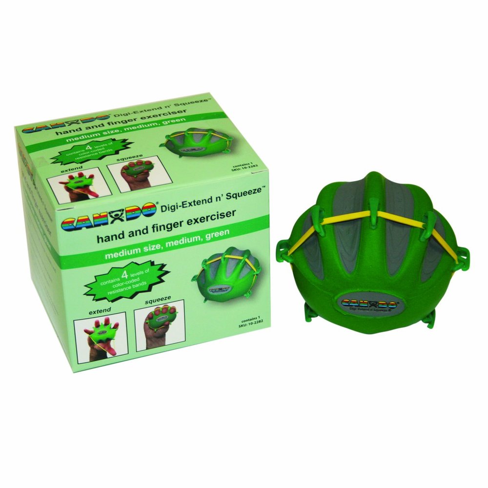 CanDo 10-2292 Digi-Extend n' Squeeze Hand Exerciser, Large, Green-Moderate