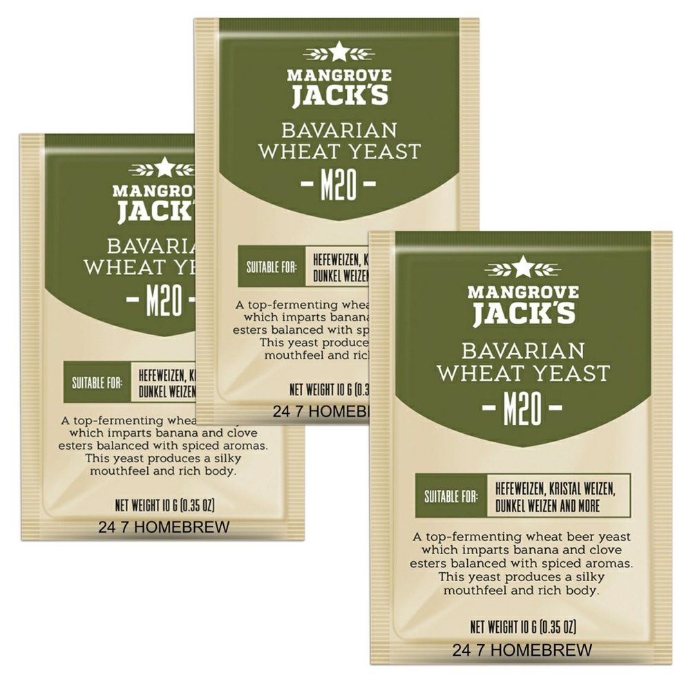 3x Mangrove Jacks Yeast M20 Bavarian Wheat Craft Series Yeast 10g treats 23L