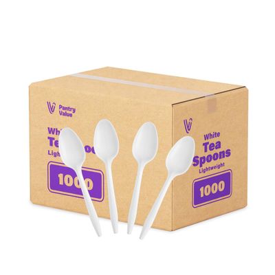 Pantry Value [1000 Count] Lightweight White Plastic Spoons - Disposable Cutlery for Parties, Events, and Dinner (Formerly Comfy Package)