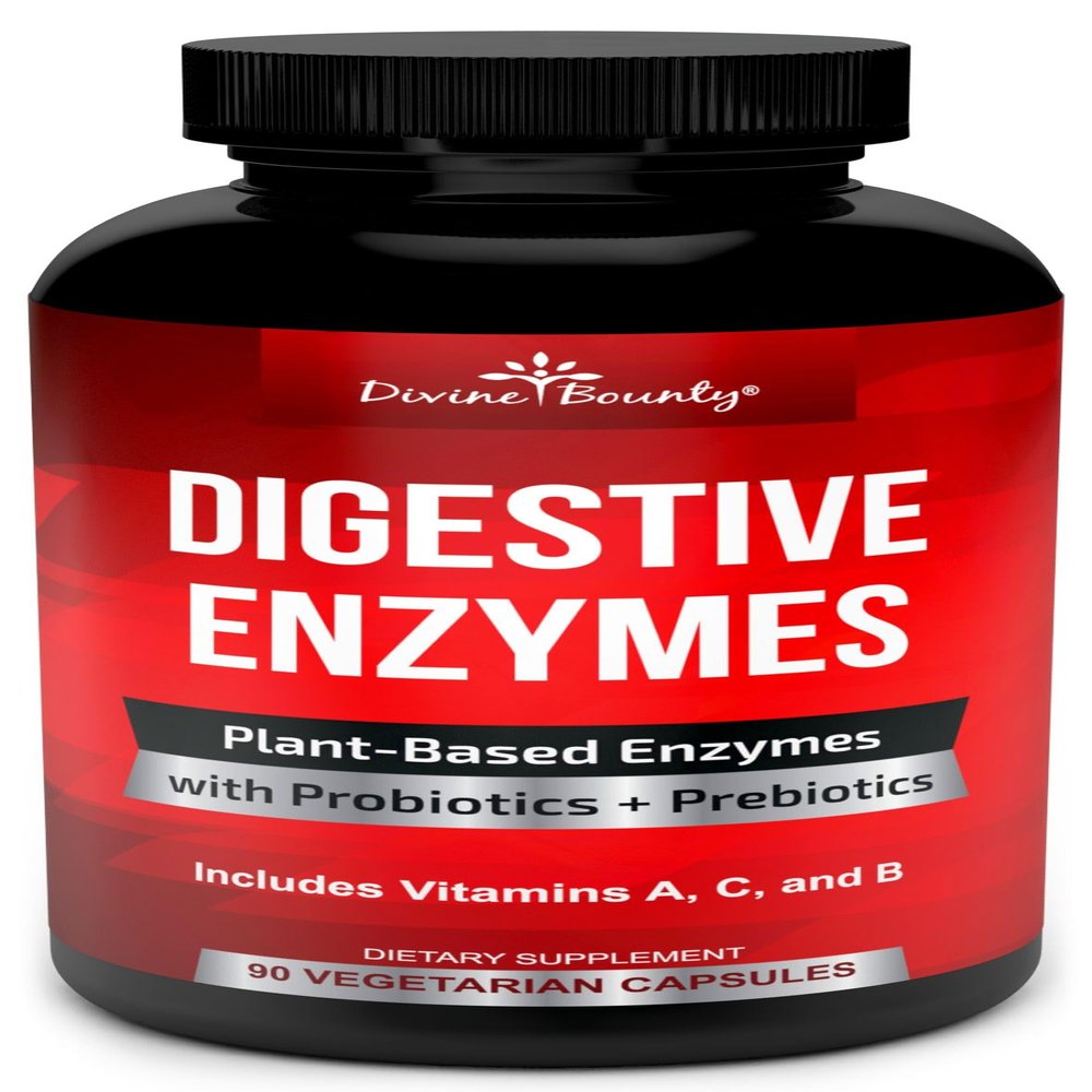 Divine Bounty Digestive Enzymes with Probiotics & Prebiotics with Lipase, Amylase, Bromelain - Support a Healthy Digestive Tract for Men and Women 90 Vegetarian Capsules