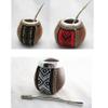 LINED IN LEATHER MATE GOURD WITH STRAW BOMBILLA KIT DIET HEALTHY DRINK 6877BR ships from USA7795735106877 view 1
