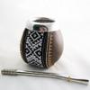 LINED IN LEATHER MATE GOURD WITH STRAW BOMBILLA KIT DIET HEALTHY DRINK 6877BR ships from USA7795735106877 view 3