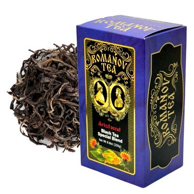 Romanov Tea 100% Pure Ceylon Black Tea Blend with Safflower, Marigold and Blue Cornflower- Herbal Tea, Natural Flavors, Healthy Skin, Heart Health by ARISTOCRAT 8.8oz (Pack of 3)