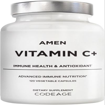 Amen Vitamin C+ Supplement with Zinc, Bioflavonoids, Quercetin, Rose HIPS, Elderberry Vegan, Non-GMO 2 Months Supply - 120 Capsules