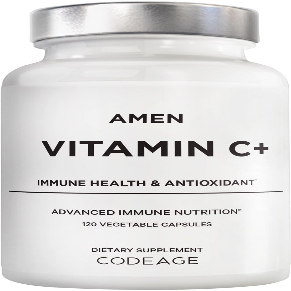 Amen Vitamin C+ Supplement with Zinc, Bioflavonoids, Quercetin, Rose HIPS, Elderberry Vegan, Non-GMO 2 Months Supply - 120 Capsules
