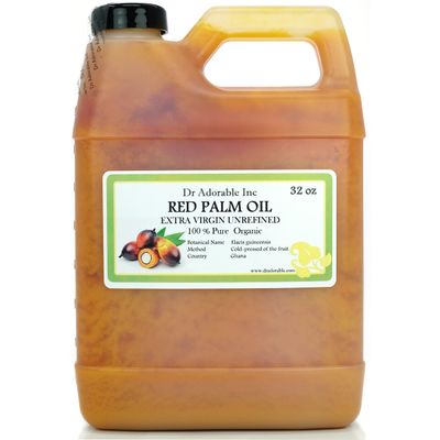 Dr Adorable - 32 oz - Red Palm Oil - Unrefined Raw Extra Virgin 100% Pure Natural Organic Cold Pressed