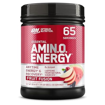 Optimum Nutrition Amino Energy - Pre Workout with Green Tea, BCAA, Amino Acids, Keto Friendly, Green Coffee Extract, Energy Powder - Fruit Fusion, 65 Servings (Packaging May Vary)