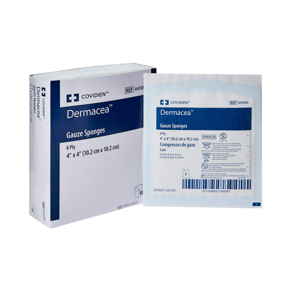 2209212 Gauze Sponge-Dermacia 4x4 8 Ply 1200 Per Case Sold as Case Pt# 441001 by Covidien
