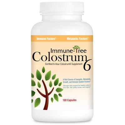 Immune-Tree 100% Pure Bovine Colostrum (Grass-Fed) | High IgG for Immune Support & Gut Health | Anti-Aging | Colostrum Supplement for Adults & Kids | 180 Capsules