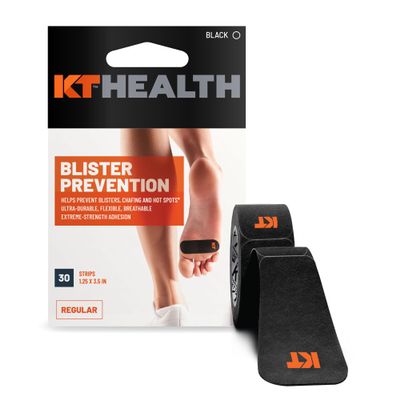 KT Health Blister Prevention Tape  30 Precut Strips for Blister Protection, Strong Adhesive, Dermatologist Tested, Ideal for Athletes and Active Lifestyles  Black